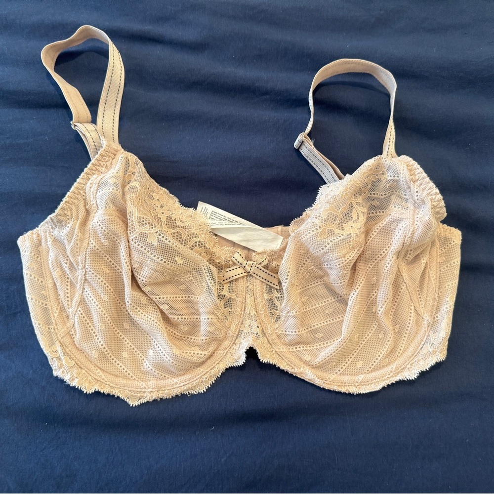 Chantelle 34F Lace Underwire Bra | Beige/Nude | EU Luxury Lingerie